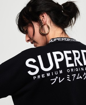 Superdry Kura Crew Női Pulóver Fekete | BWJVT7024